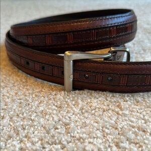 Brown Leather Belt with Silver Buckle